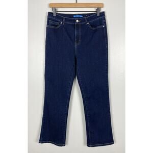 J. McLaughlin Straight Leg Jeans Dark Blue Size 8 High Rise Crop Stretch Denim